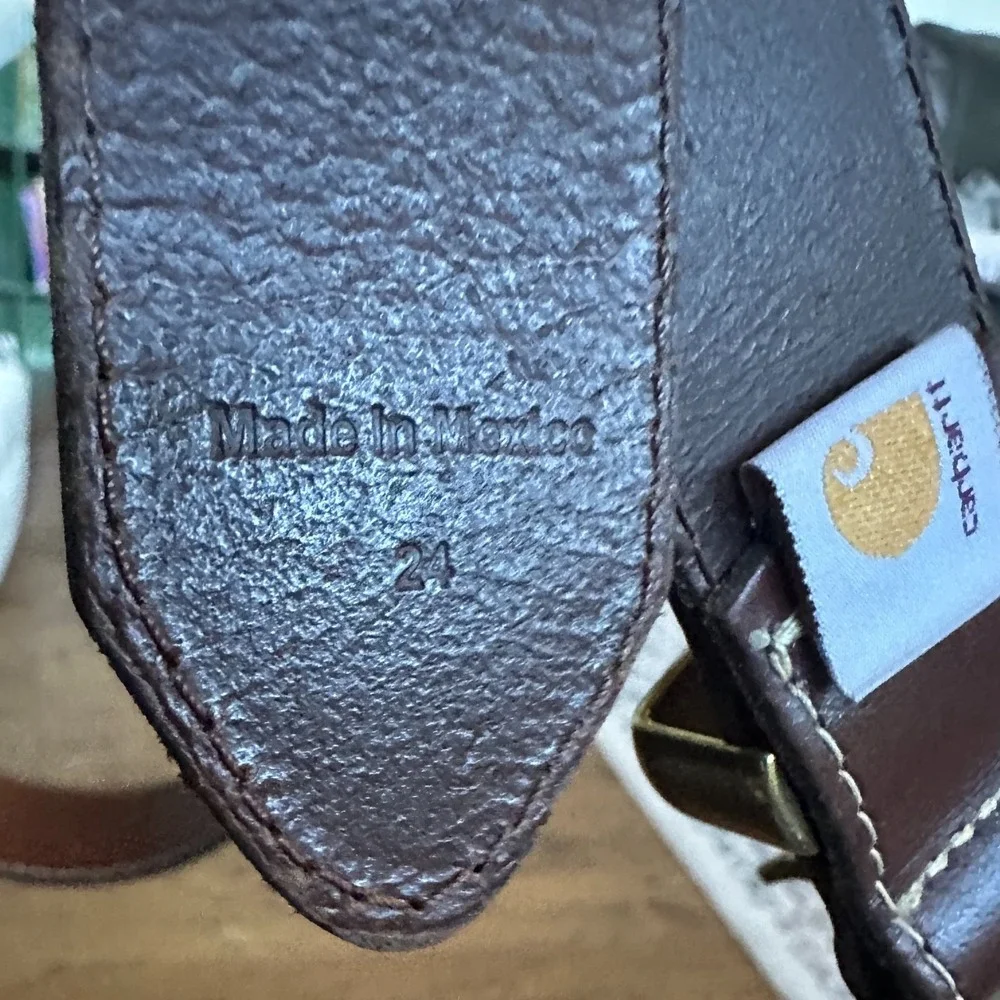 Carhartt Boys 2200 Genuine Leather Belt Brown Size 24 Outdoor Work Classic